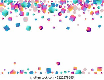 Rainbow Box Vector White Background. Multicolored Metal Brick Presentation. Business Element Brochure. Bright Rhombus Abstract Image.