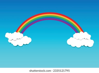 Rainbow bridge. Colorful rainbow and cloud. Illustration Vector Design.