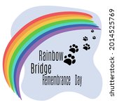 Rainbow Bridge Remembrance Day, Rainbow arc and pet footprints for a thematic banner vector illustration