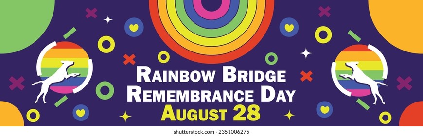 Rainbow Bridge Remembrance Day vector banner design. Happy Rainbow Bridge Remembrance Day modern minimal graphic poster illustration.