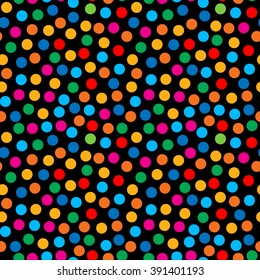 Rainbow bright dots seamless pattern for textile cloth industry. Vector background.
