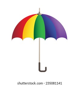 Rainbow bright umbrella simple icon. Vector illustration