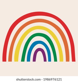 Rainbow bright vector icon on the beige isolated background. Pride LGBTQ month. Human tolerance.