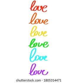 Rainbow. Bright vector illustration isolated on white background.  Red, orange, yellow, green, blue, purple textured stripes. Gay pride  love LGBT flag