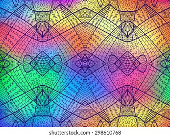 Rainbow bright zentangle ornament background. Vector illustration can be used for creating backgrounds and surface textures, web design, textile cloth, cases and other crafts.