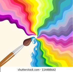 Rainbow brush. Abstract background