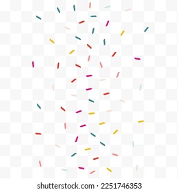 Rainbow Brush Christmas Vector Transparent Background. Decoration Confetti Wallpaper. Effect Shavings Design. Falling Paint Independence Backdrop.