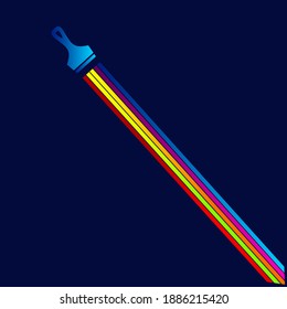 Rainbow brush paint Line. Pop Art logo. Colorful design with dark background. Abstract vector illustration. Isolated black background for t-shirt, poster, clothing, merch, apparel, badge design