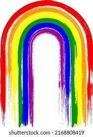 Rainbow brush stroke arc, frame. Pride flag. Symbol of the LGBT community.