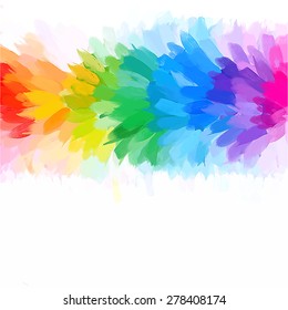 Rainbow brush strokes background. Vector version