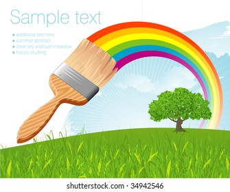 Rainbow brush. Vector.