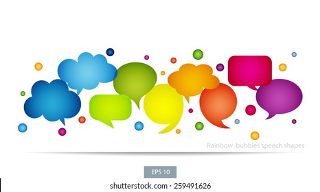 Rainbow bubbles speech shapes with empty space