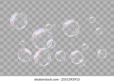 Rainbow bubbles.On a transparent background.Vector illustration.