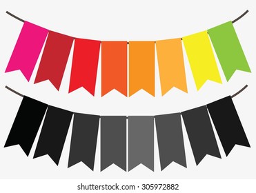Rainbow Bunting Banner Garland,Vector Illustration.
