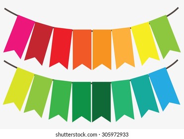 Rainbow Bunting Banner Garland,Vector Illustration.