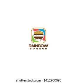 Rainbow Burger Food Health Logo Design Concept