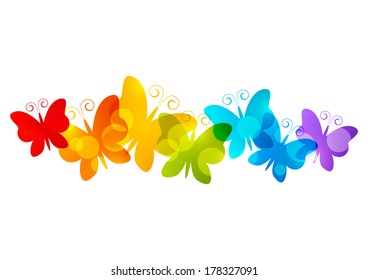 Rainbow butterflies border for Your design