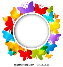 Rainbow butterflies frame for Your design