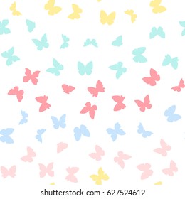 Rainbow butterflies waves seamless pattern. Vector image