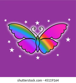 Rainbow Butterfly Airbrush Style Vector Illustration