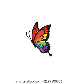 Plantilla de diseño del logotipo de mariposa arco iris.