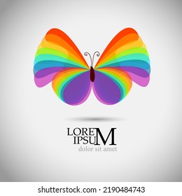 Rainbow butterfly logo. simple vector illustration