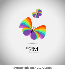 Rainbow butterfly logo. simple vector illustration