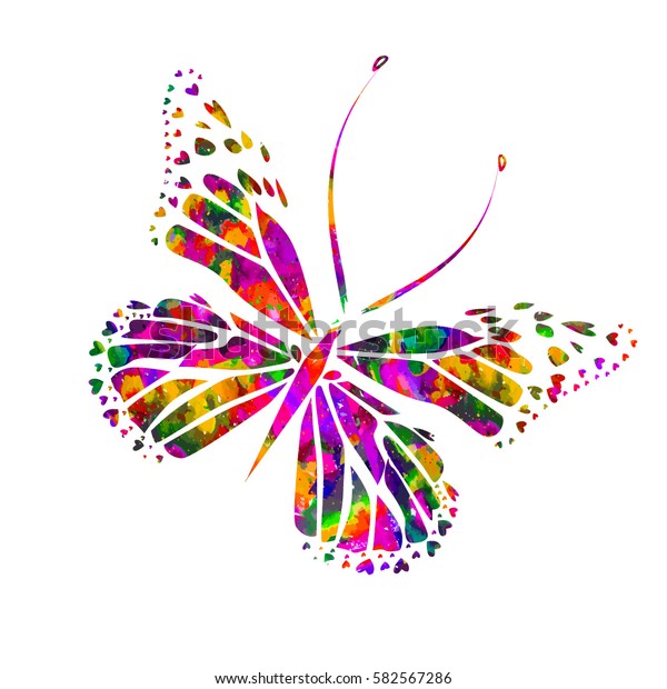 Download Rainbow Butterfly Vector Stok Vektör (Telifsiz) 582567286