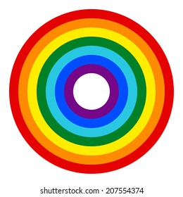 Rainbow button on white background. Vector illustration.
