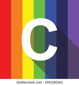 Rainbow 'C' alphabet letter logo icon. Modern line design. EPS 10.