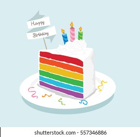 rainbow cake in happy birthday