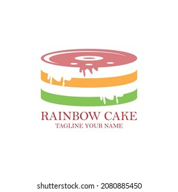 rainbow cake illustration design logo vector.rainbow cake design logo bakery