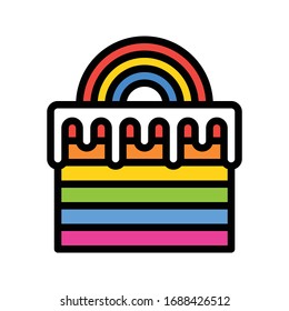 Icono de diseño relleno, ilustración vectorial de pastel arco iris