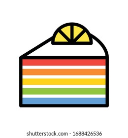 Icono de diseño relleno, ilustración vectorial de pastel arco iris