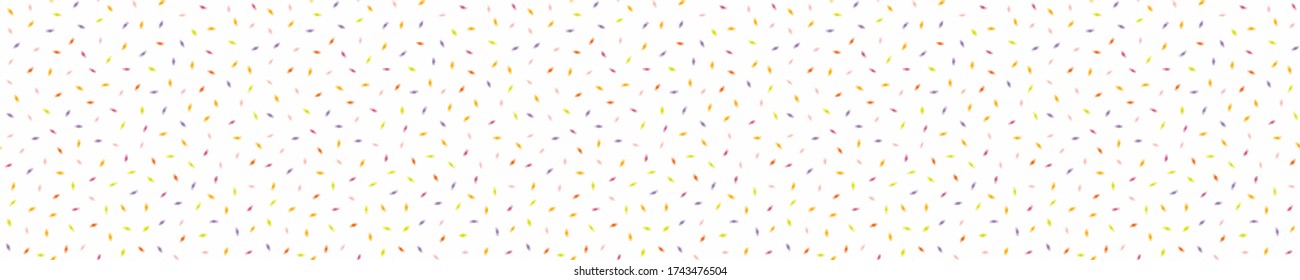 
Rainbow Candy Confetti Border. Dotty Sweeties Texture Background. Tiny Colored Pinata Sugar Sweets Sprinkles On White. Cute Falling Scandi Kid Deco Ribbon Trim Pattern. 