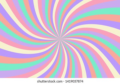 Rainbow candy swirl colorful vector background. Abstract illustration sunburst design wallpaper for template, cover,banner business social media advertising.
