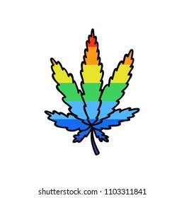 rainbow cannabis (marijuana leaf) doodle icon