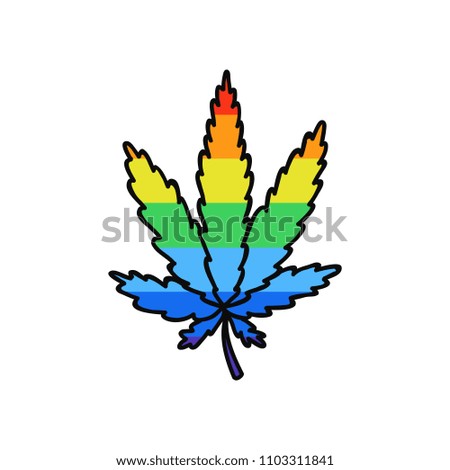 rainbow cannabis (marijuana leaf) doodle icon