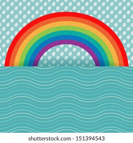 Rainbow card with water and rain