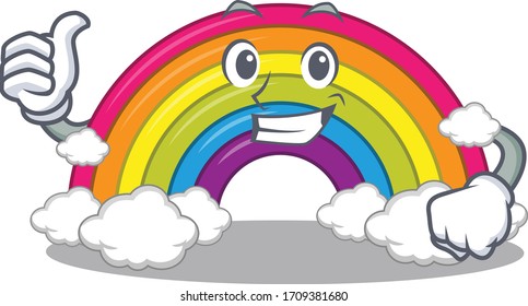Rainbow cartoon character design making OK gesture