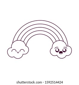 rainbow cartoon design, Kawaii expression cute character funny and emoticon theme Vector illustration