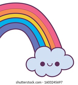 rainbow cartoon design, Kawaii expression cute character funny and emoticon theme Vector illustration