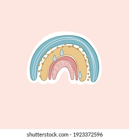 Rainbow. Cartoon doodle rainbow. Isolated vector object.