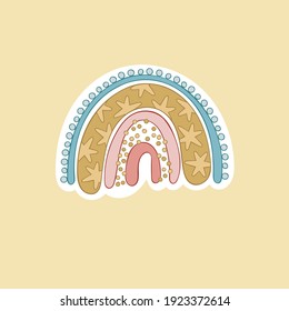 Rainbow. Cartoon doodle rainbow. Isolated vector object.