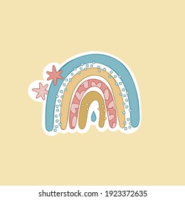 Arcoiris. El arcoiris del doodle de caricatura. Objeto vectorial aislado.