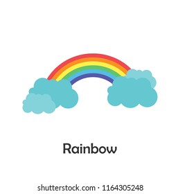 Rainbow in cartoon style, card with weather for kid, preschool activity for children, vector illustration