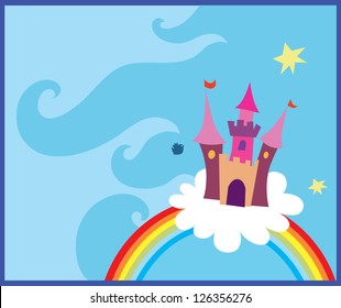 Rainbow castle Vector illustration of castle and a rainbow