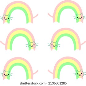 Rainbow cat on a white background