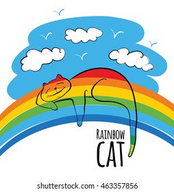 Rainbow Cat. Vector.