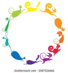 
Rainbow cats on white background. Vector illustration.